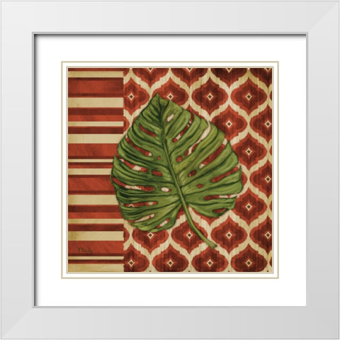 Sunset Cay Palm I White Modern Wood Framed Art Print with Double Matting by Brent, Paul