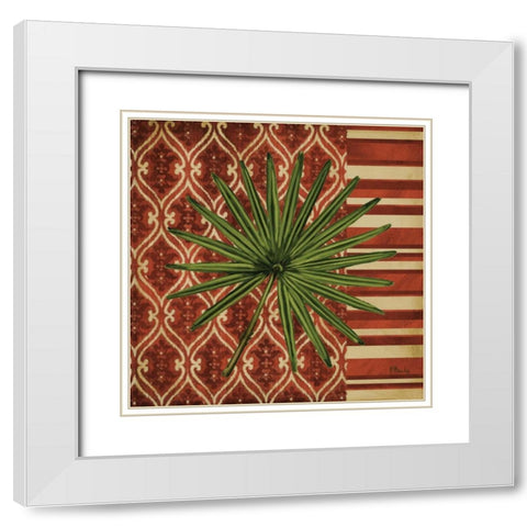Sunset Cay Palm II White Modern Wood Framed Art Print with Double Matting by Brent, Paul