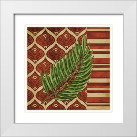 Sunset Cay Palm IV White Modern Wood Framed Art Print with Double Matting by Brent, Paul