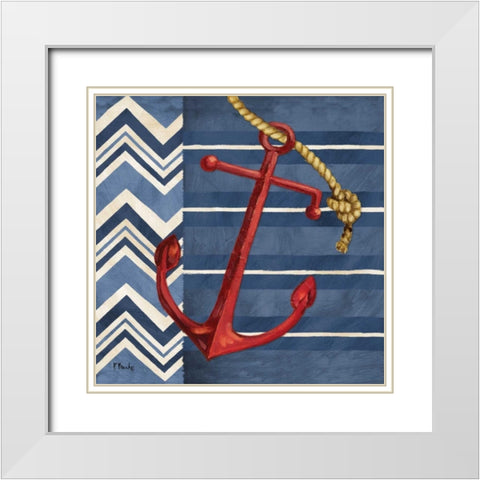 Anchors Away I White Modern Wood Framed Art Print with Double Matting by Brent, Paul