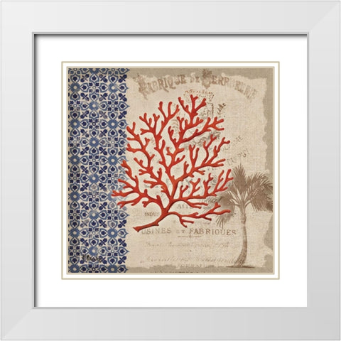 Burlap Coral I White Modern Wood Framed Art Print with Double Matting by Brent, Paul