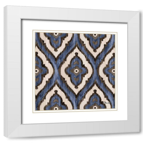 Indigo Ikat III White Modern Wood Framed Art Print with Double Matting by Brent, Paul