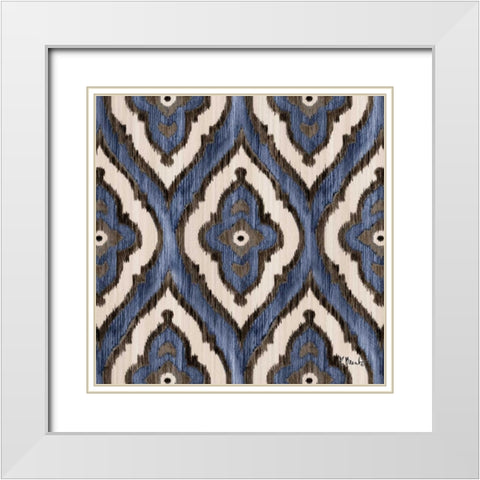 Indigo Ikat III White Modern Wood Framed Art Print with Double Matting by Brent, Paul