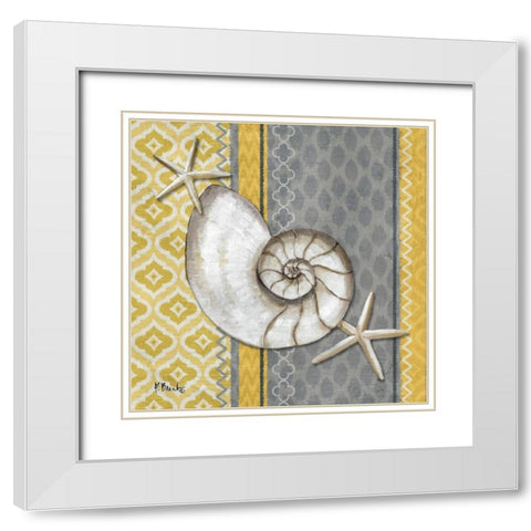 Santa Cruz Shells I White Modern Wood Framed Art Print with Double Matting by Brent, Paul