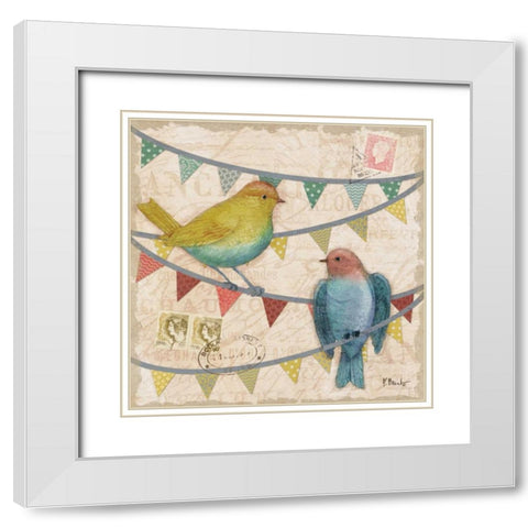 Fancy Flock I White Modern Wood Framed Art Print with Double Matting by Brent, Paul