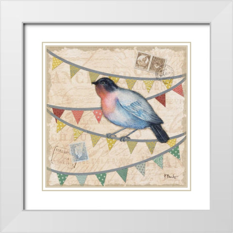 Fancy Flock II White Modern Wood Framed Art Print with Double Matting by Brent, Paul
