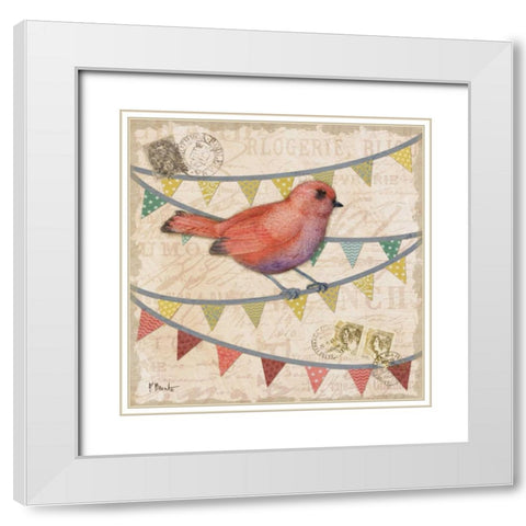 Fancy Flock III White Modern Wood Framed Art Print with Double Matting by Brent, Paul