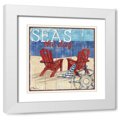 Seas the Day I White Modern Wood Framed Art Print with Double Matting by Brent, Paul