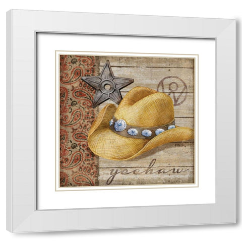 Wild West Hats IV White Modern Wood Framed Art Print with Double Matting by Brent, Paul