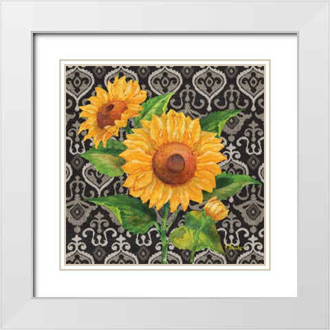Sunflower Chic II White Modern Wood Framed Art Print with Double Matting by Brent, Paul