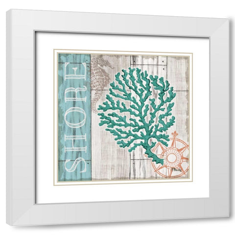 Coral Azul III White Modern Wood Framed Art Print with Double Matting by Brent, Paul