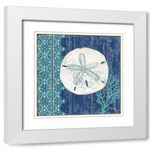 Indigo Sea I White Modern Wood Framed Art Print with Double Matting by Brent, Paul