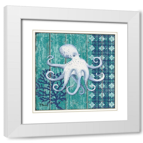 Indigo Sea IX White Modern Wood Framed Art Print with Double Matting by Brent, Paul