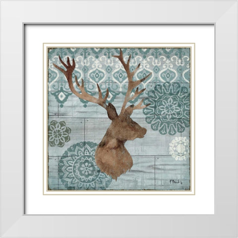 Woodland Ikat I White Modern Wood Framed Art Print with Double Matting by Brent, Paul