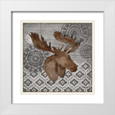 Woodland Ikat III White Modern Wood Framed Art Print with Double Matting by Brent, Paul