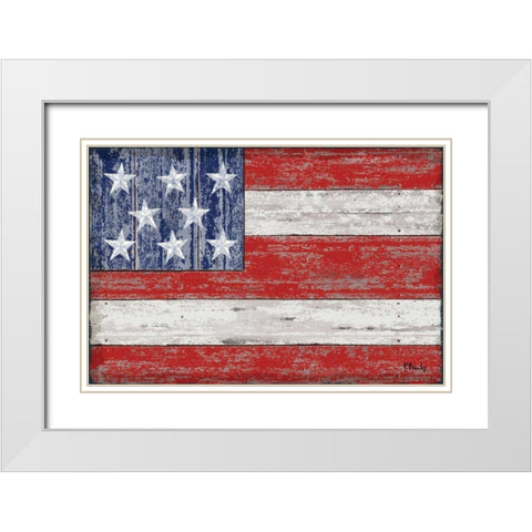 American Flag White Modern Wood Framed Art Print with Double Matting by Brent, Paul