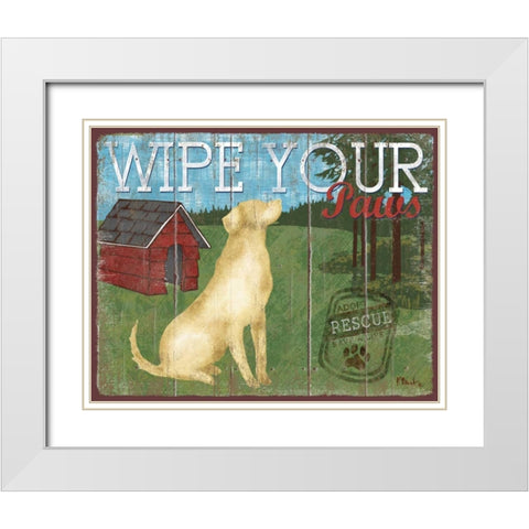 Wipe Your Paws White Modern Wood Framed Art Print with Double Matting by Brent, Paul