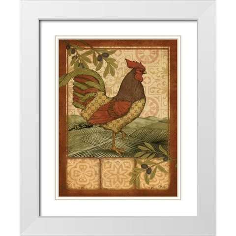 Tuscan Rooster II White Modern Wood Framed Art Print with Double Matting by Brent, Paul
