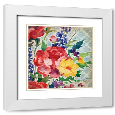 Patio Peony V White Modern Wood Framed Art Print with Double Matting by Brent, Paul