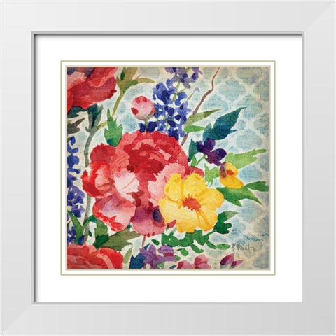 Patio Peony V White Modern Wood Framed Art Print with Double Matting by Brent, Paul