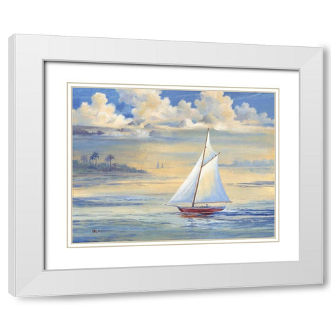 Bay of Palms White Modern Wood Framed Art Print with Double Matting by Brent, Paul