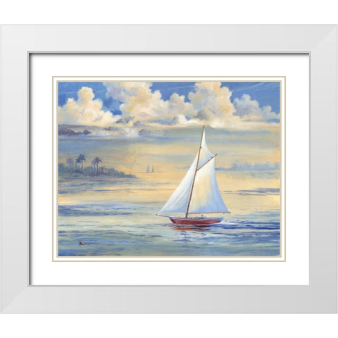 Bay of Palms White Modern Wood Framed Art Print with Double Matting by Brent, Paul
