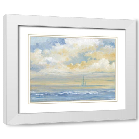 Misty Morning Sail White Modern Wood Framed Art Print with Double Matting by Brent, Paul