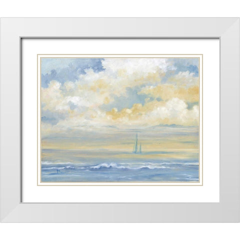 Misty Morning Sail White Modern Wood Framed Art Print with Double Matting by Brent, Paul