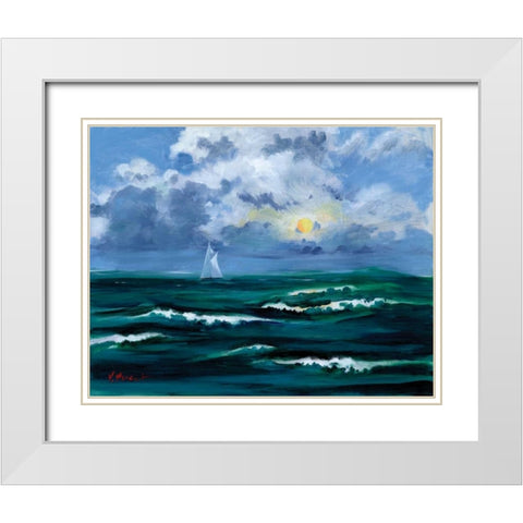 Sailboat Cloudscape White Modern Wood Framed Art Print with Double Matting by Brent, Paul