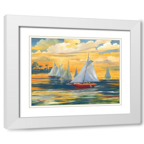 Golden Bay White Modern Wood Framed Art Print with Double Matting by Brent, Paul