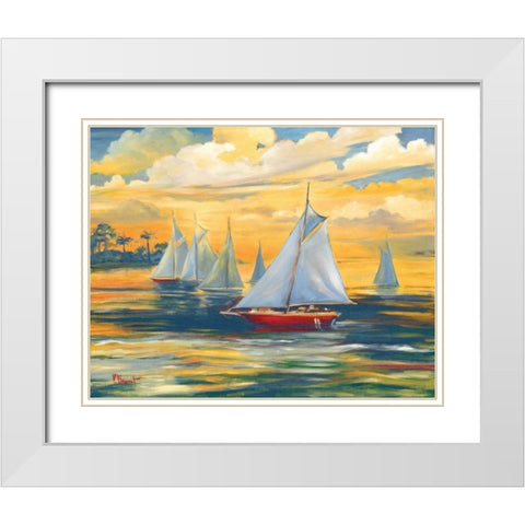 Golden Bay White Modern Wood Framed Art Print with Double Matting by Brent, Paul
