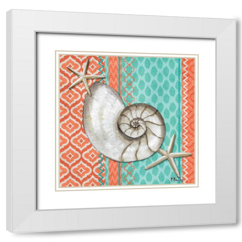 Santa Cruz Aqua I White Modern Wood Framed Art Print with Double Matting by Brent, Paul