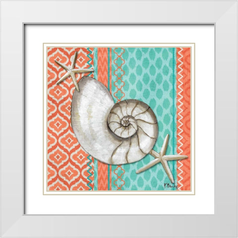 Santa Cruz Aqua I White Modern Wood Framed Art Print with Double Matting by Brent, Paul