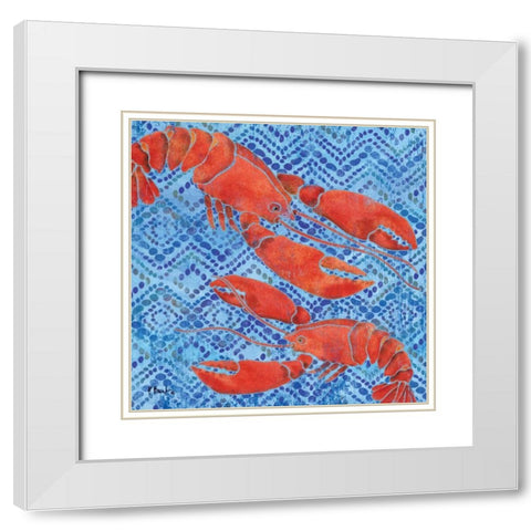 Jubilee Lobsters White Modern Wood Framed Art Print with Double Matting by Brent, Paul