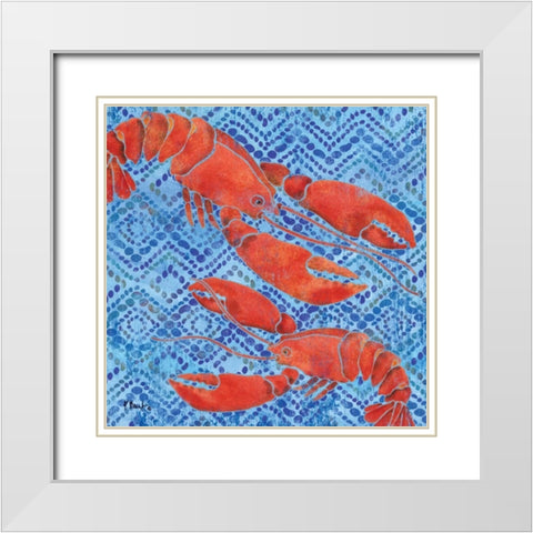 Jubilee Lobsters White Modern Wood Framed Art Print with Double Matting by Brent, Paul