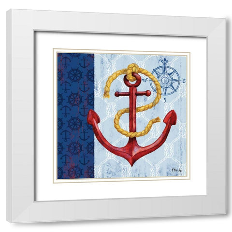 Montauk Anchor I White Modern Wood Framed Art Print with Double Matting by Brent, Paul