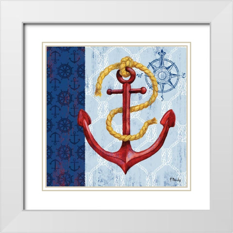 Montauk Anchor I White Modern Wood Framed Art Print with Double Matting by Brent, Paul