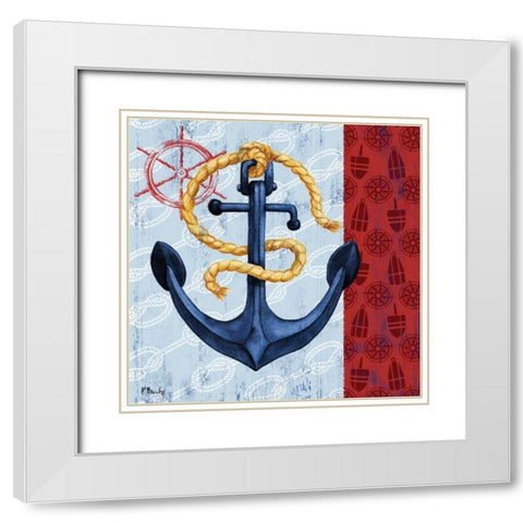 Montauk Anchor II White Modern Wood Framed Art Print with Double Matting by Brent, Paul