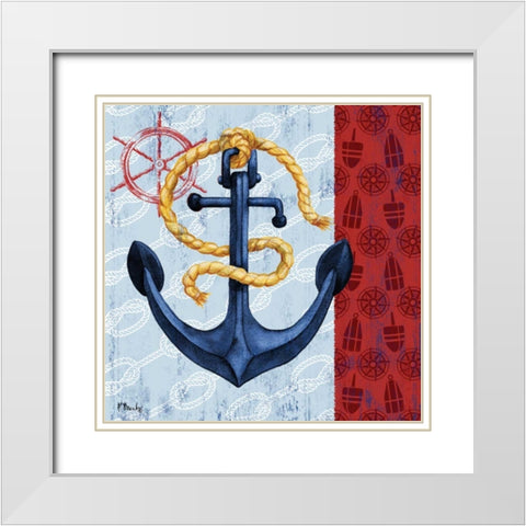 Montauk Anchor II White Modern Wood Framed Art Print with Double Matting by Brent, Paul
