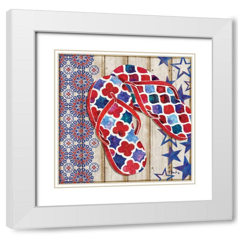 Patriotic Sarasota Sandals I White Modern Wood Framed Art Print with Double Matting by Brent, Paul