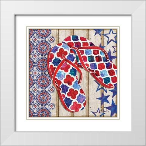 Patriotic Sarasota Sandals I White Modern Wood Framed Art Print with Double Matting by Brent, Paul