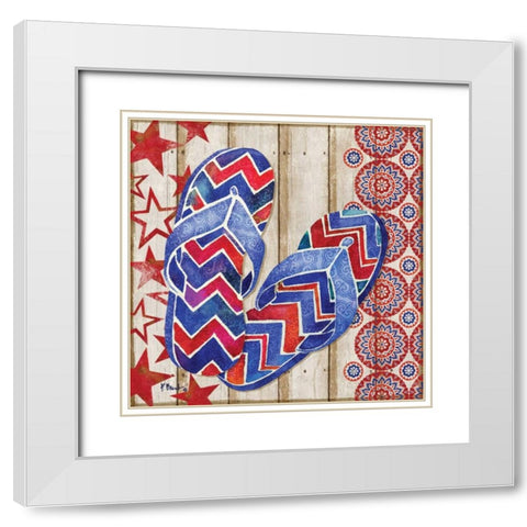 Patriotic Sarasota Sandals II White Modern Wood Framed Art Print with Double Matting by Brent, Paul