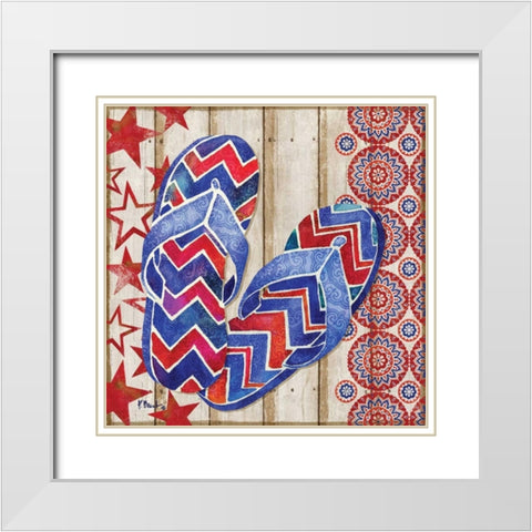 Patriotic Sarasota Sandals II White Modern Wood Framed Art Print with Double Matting by Brent, Paul