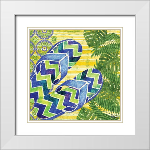 Blue Sarasota Sandals I White Modern Wood Framed Art Print with Double Matting by Brent, Paul