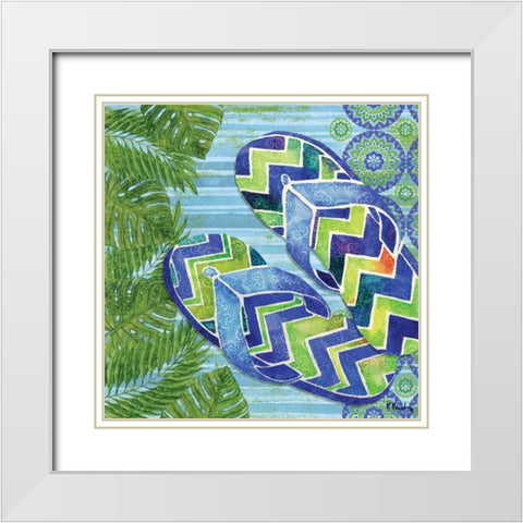 Blue Sarasota Sandals II White Modern Wood Framed Art Print with Double Matting by Brent, Paul