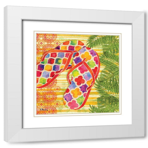 Red Sarasota Sandals I White Modern Wood Framed Art Print with Double Matting by Brent, Paul