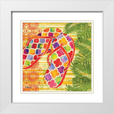 Red Sarasota Sandals I White Modern Wood Framed Art Print with Double Matting by Brent, Paul