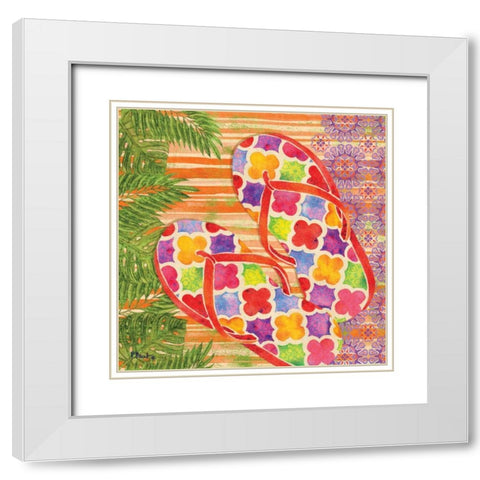 Red Sarasota Sandals II White Modern Wood Framed Art Print with Double Matting by Brent, Paul