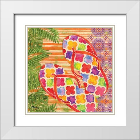Red Sarasota Sandals II White Modern Wood Framed Art Print with Double Matting by Brent, Paul