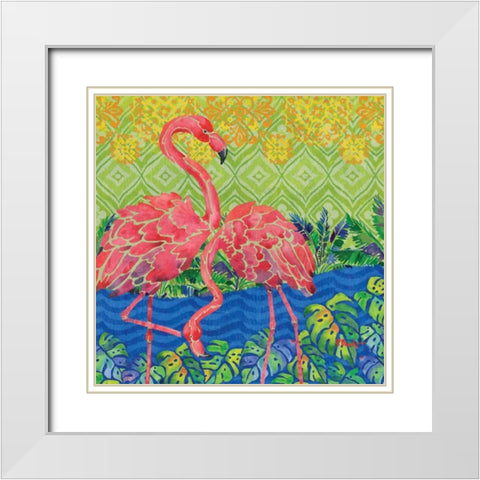 Flamingo Lagoon I White Modern Wood Framed Art Print with Double Matting by Brent, Paul